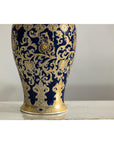 Pair of Sèvres-Inspired Cobalt Blue and Gold Porcelain Vases, Scrolling Foliage