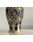 Pair of Sèvres-Inspired Cobalt Blue and Gold Porcelain Vases, Scrolling Foliage