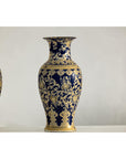 Pair of Sèvres-Inspired Cobalt Blue and Gold Porcelain Vases, Scrolling Foliage