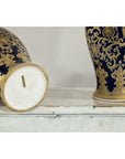 Pair of Sèvres-Inspired Cobalt Blue and Gold Porcelain Vases, Scrolling Foliage