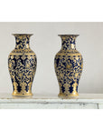 Pair of Sèvres-Inspired Cobalt Blue and Gold Porcelain Vases, Scrolling Foliage