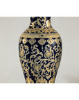 Pair of Sèvres-Inspired Cobalt Blue and Gold Porcelain Vases, Scrolling Foliage