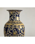 Pair of Sèvres-Inspired Cobalt Blue and Gold Porcelain Vases, Scrolling Foliage