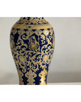 Pair of Sèvres-Inspired Cobalt Blue and Gold Porcelain Vases, Scrolling Foliage