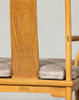 Pair of Ming-Style Hardwood Armchairs with Carved Medallion and Cushions
