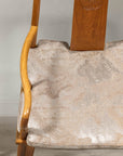 Pair of Ming-Style Hardwood Armchairs with Carved Medallion and Cushions