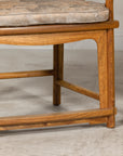 Pair of Ming-Style Hardwood Armchairs with Carved Medallion and Cushions