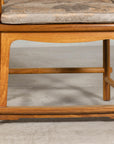 Pair of Ming-Style Hardwood Armchairs with Carved Medallion and Cushions