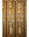 Neoclassical Style Folding Screen Room Divider with Architectural Motifs