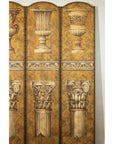 Neoclassical Style Folding Screen Room Divider with Architectural Motifs