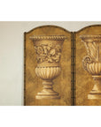 Neoclassical Style Folding Screen Room Divider with Architectural Motifs