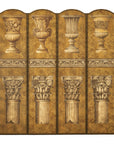 Neoclassical Style Folding Screen Room Divider with Architectural Motifs