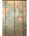 Mid-Century Coromandel Screen with Gold Cranes and Lacquered Floral Back