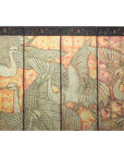 Mid-Century Coromandel Screen with Gold Cranes and Lacquered Floral Back