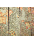 Mid-Century Coromandel Screen with Gold Cranes and Lacquered Floral Back