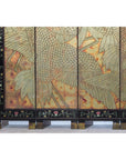Mid-Century Coromandel Screen with Gold Cranes and Lacquered Floral Back