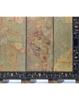 Mid-Century Coromandel Screen with Gold Cranes and Lacquered Floral Back