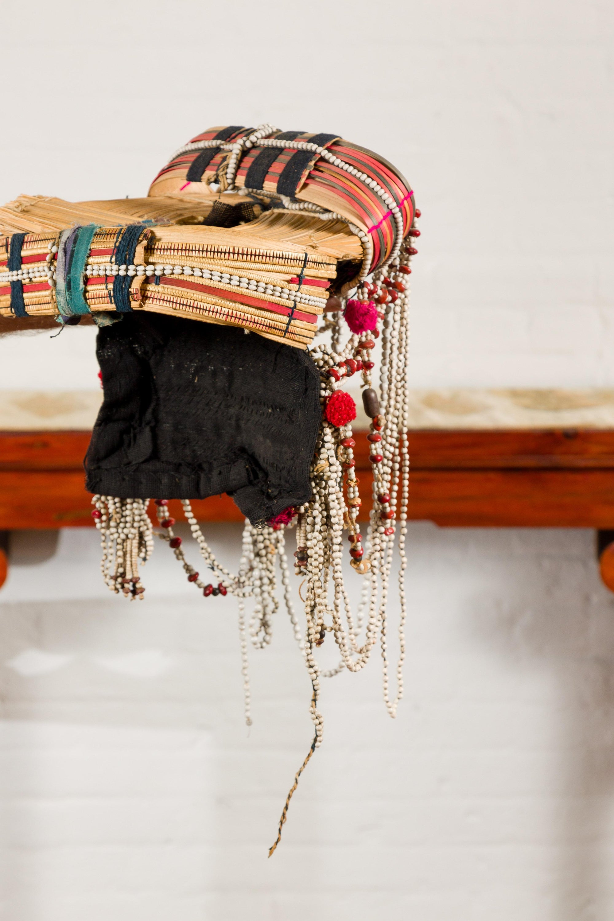 Ulo Tribal Akha Woman&#39;s Headdress with Framework of Bamboo and Beads