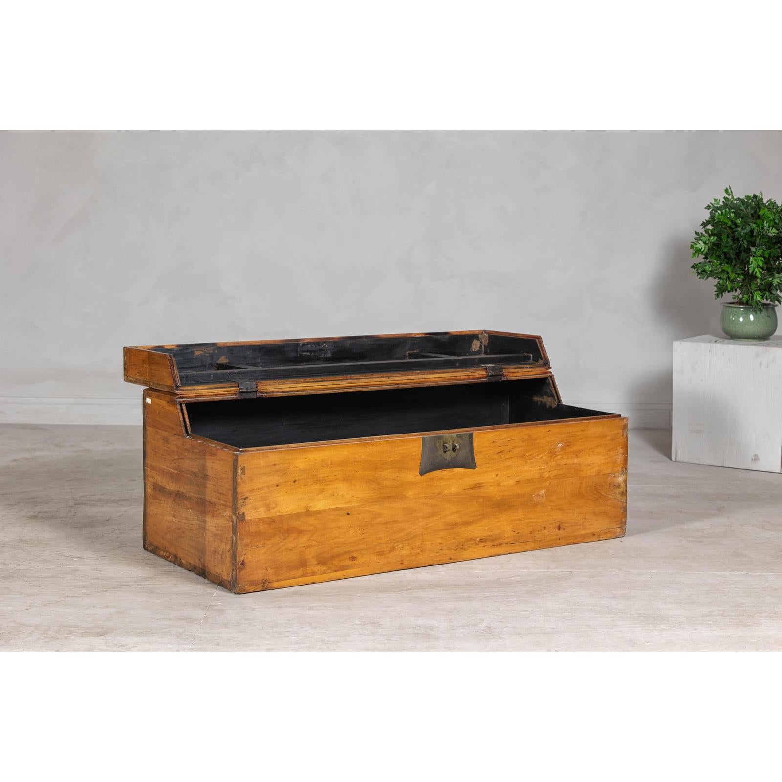 19th Century Yumu Storage Blanket Chest with Natural Lacquer, Late Qing Dynasty