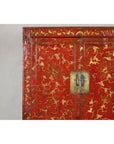 Antique Qing Dynasty Red Lacquer Cabinet with Gilt Decoration, 19th Century