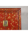 Antique Qing Dynasty Red Lacquer Cabinet with Gilt Decoration, 19th Century