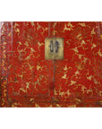 Antique Qing Dynasty Red Lacquer Cabinet with Gilt Decoration, 19th Century