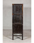 Antique Qing Dynasty Red Lacquer Cabinet with Gilt Decoration, 19th Century