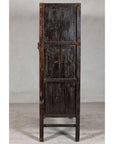 Antique Qing Dynasty Red Lacquer Cabinet with Gilt Decoration, 19th Century