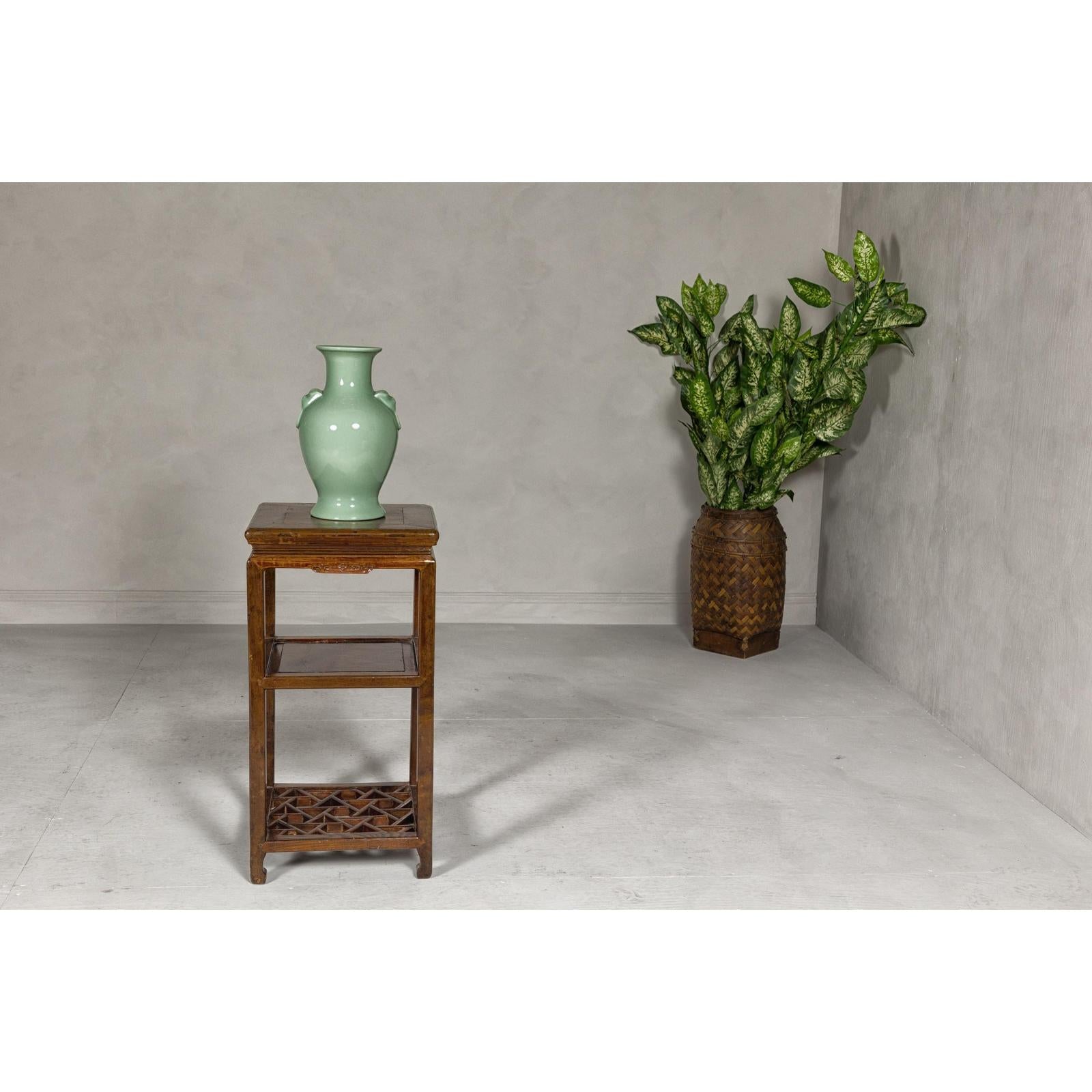 Three-Tiered Accent Table with Horse Hoof Feet
