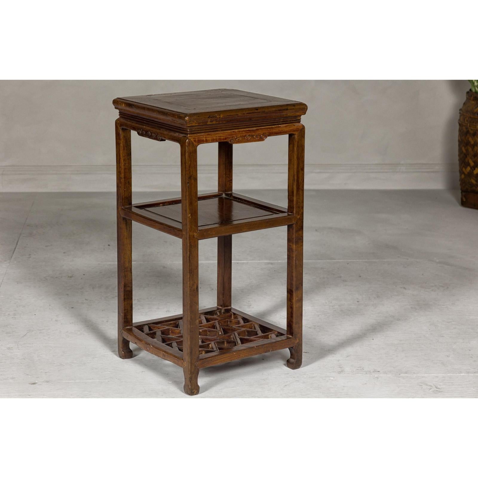 Three-Tiered Accent Table with Horse Hoof Feet