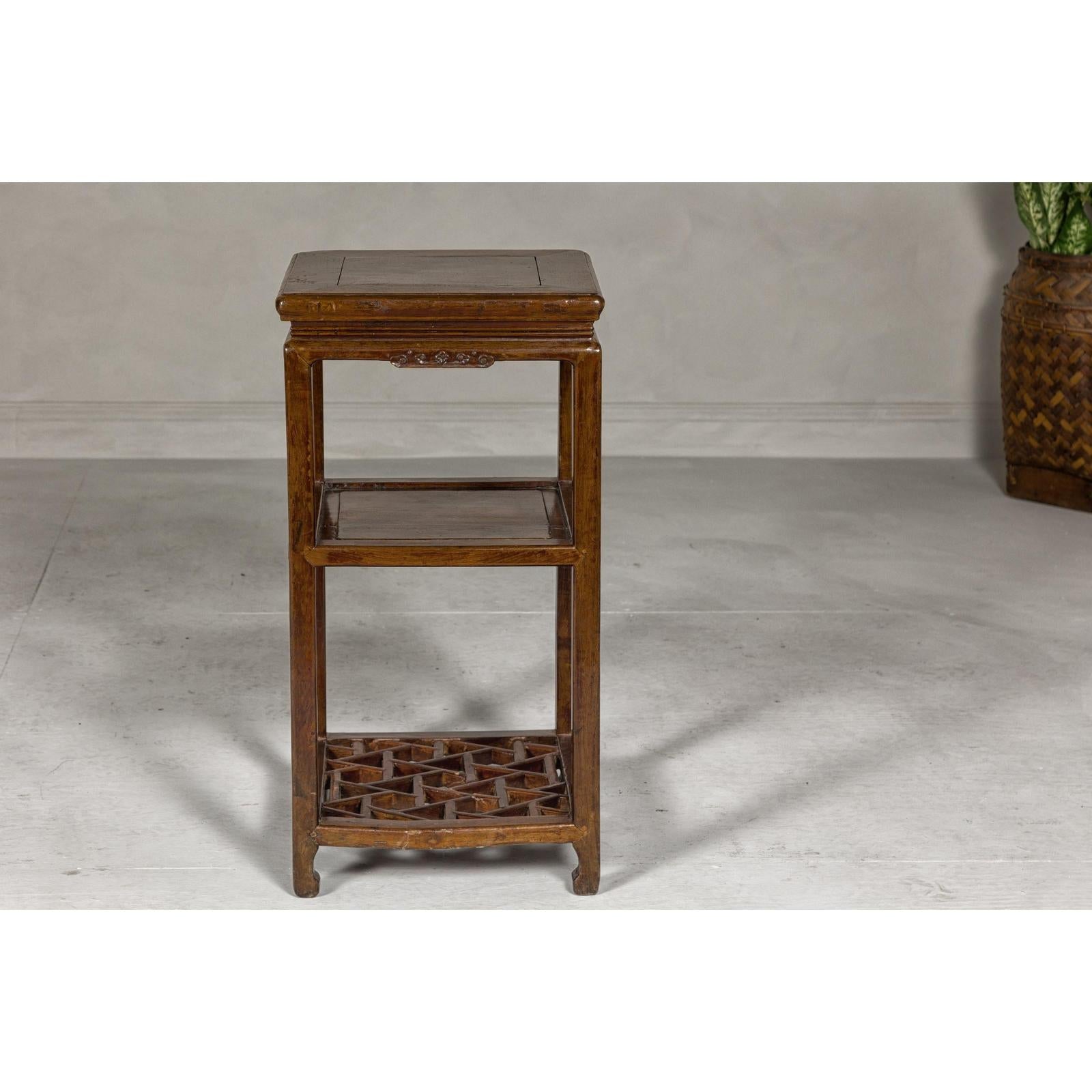Three-Tiered Accent Table with Horse Hoof Feet