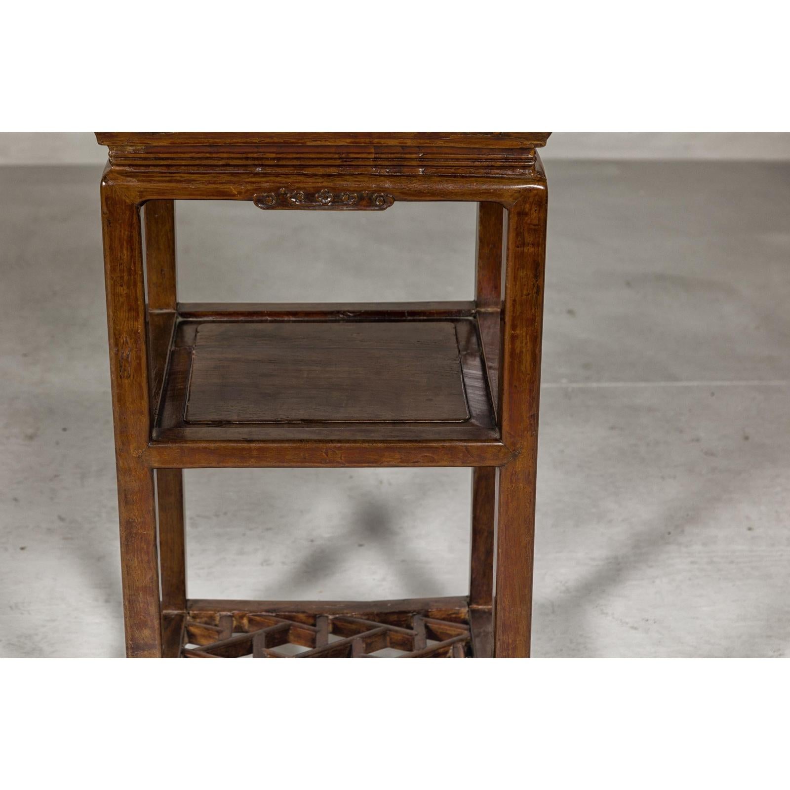 Three-Tiered Accent Table with Horse Hoof Feet