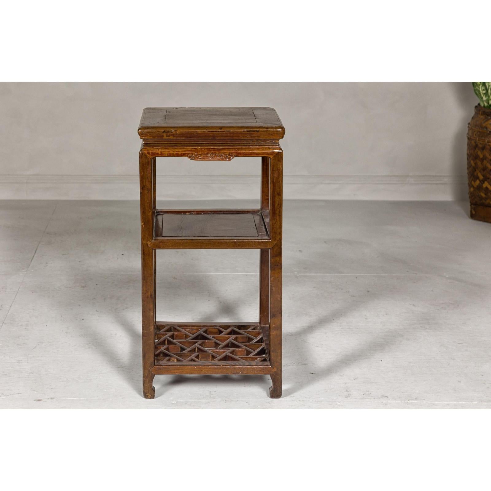 Three-Tiered Accent Table with Horse Hoof Feet