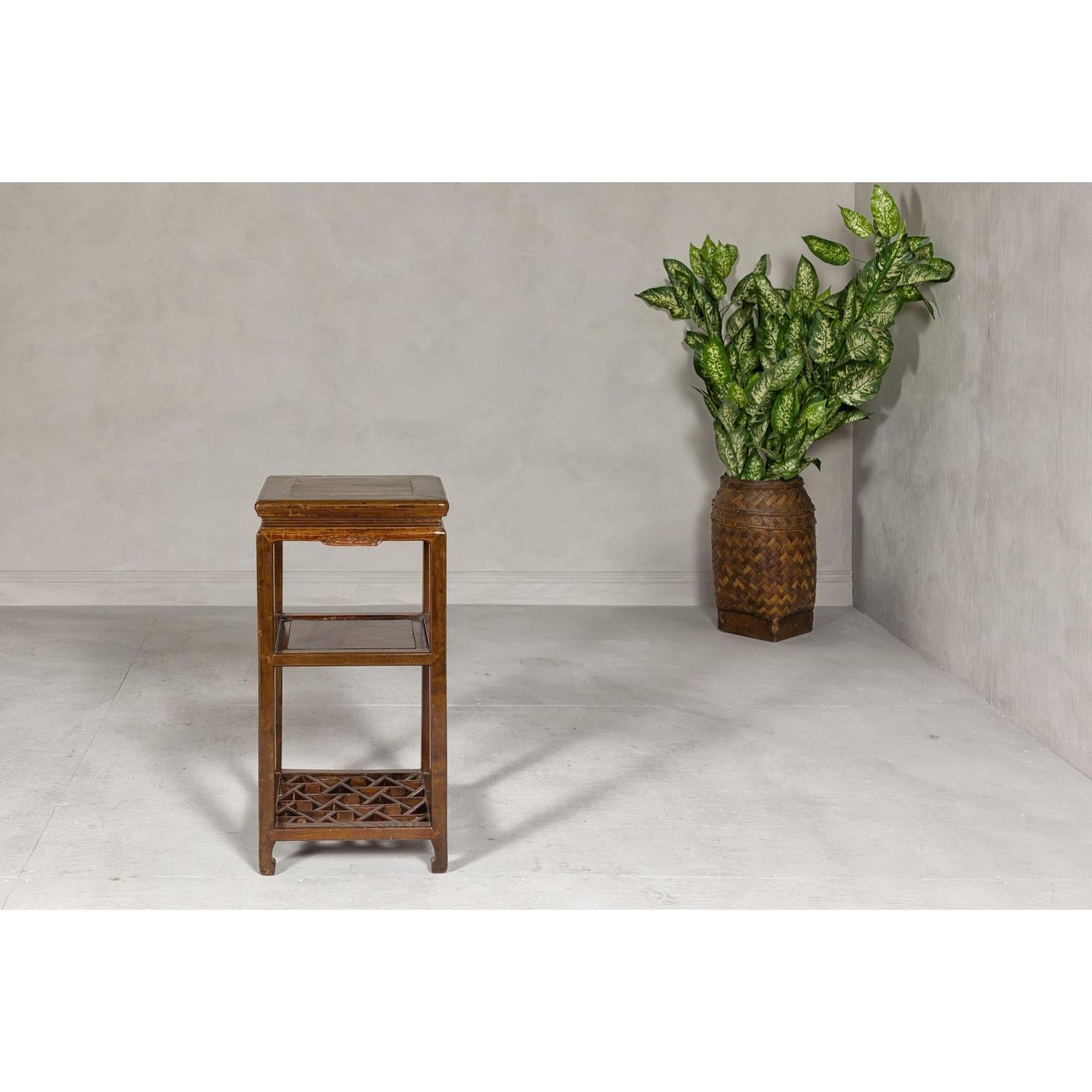 Three-Tiered Accent Table with Horse Hoof Feet