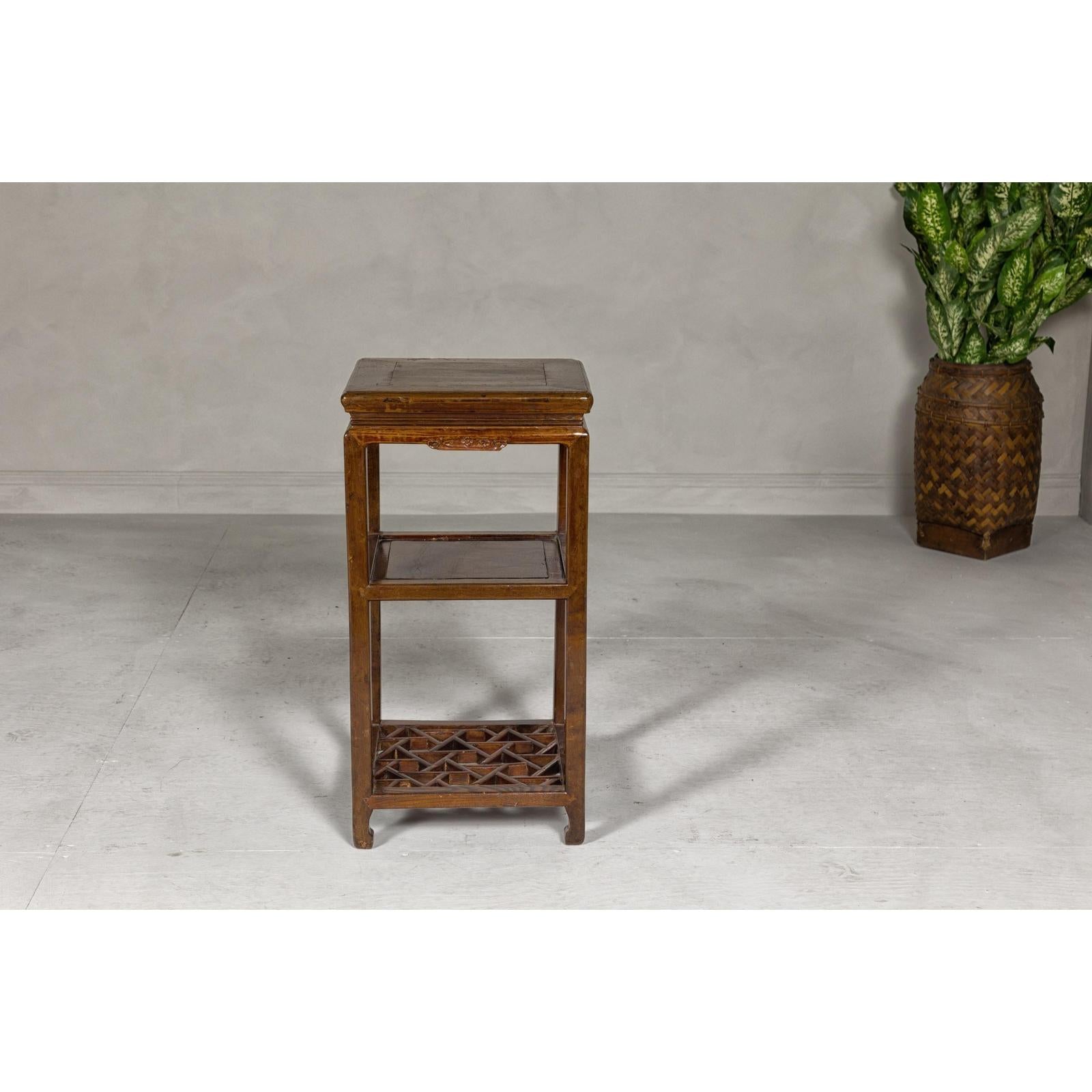 Three-Tiered Accent Table with Horse Hoof Feet