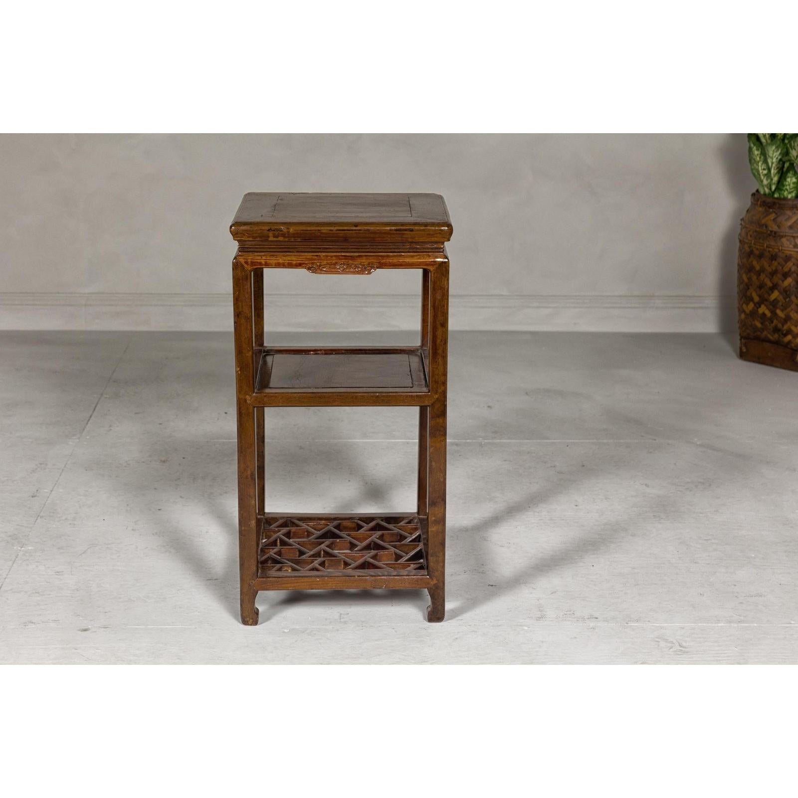 Three-Tiered Accent Table with Horse Hoof Feet