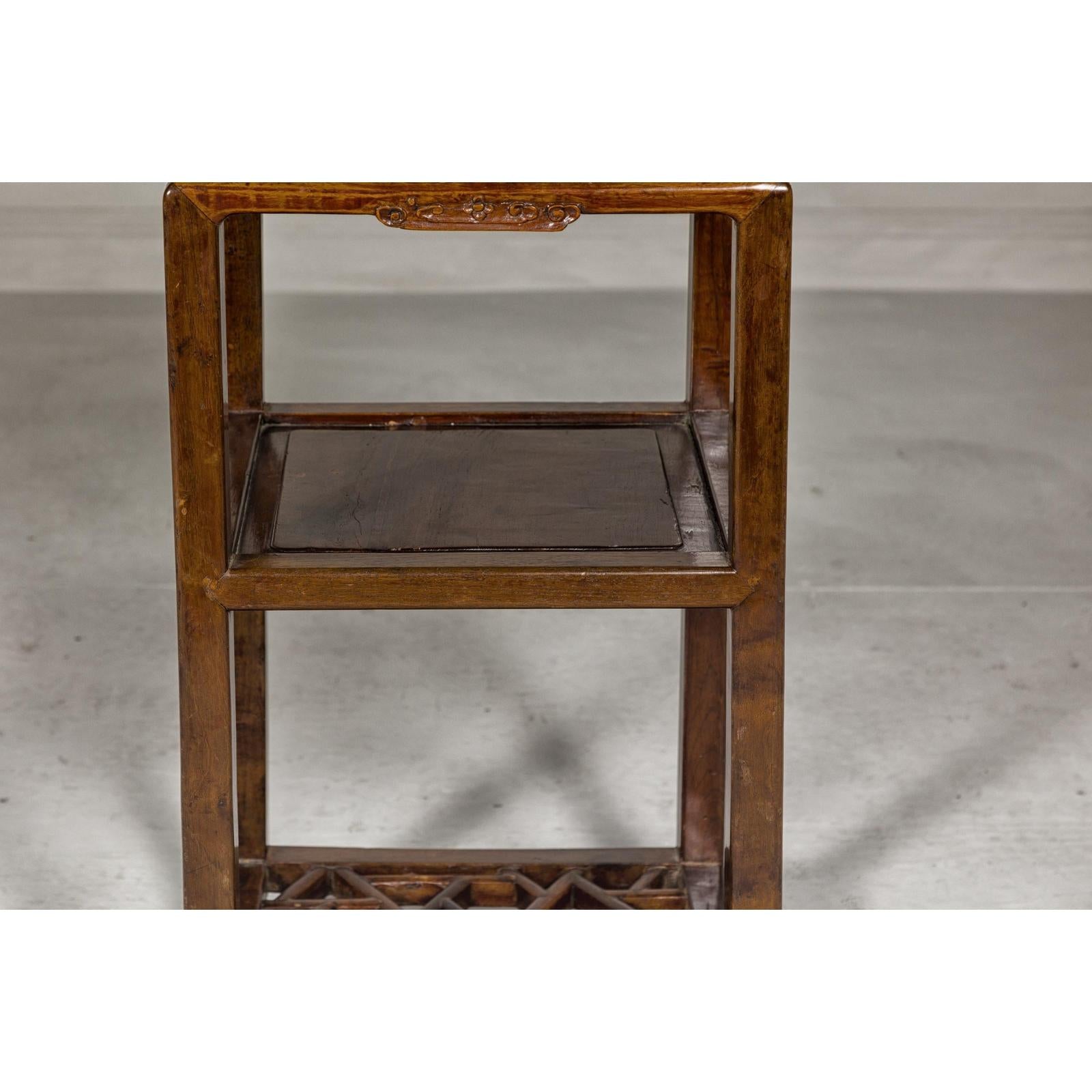 Three-Tiered Accent Table with Horse Hoof Feet
