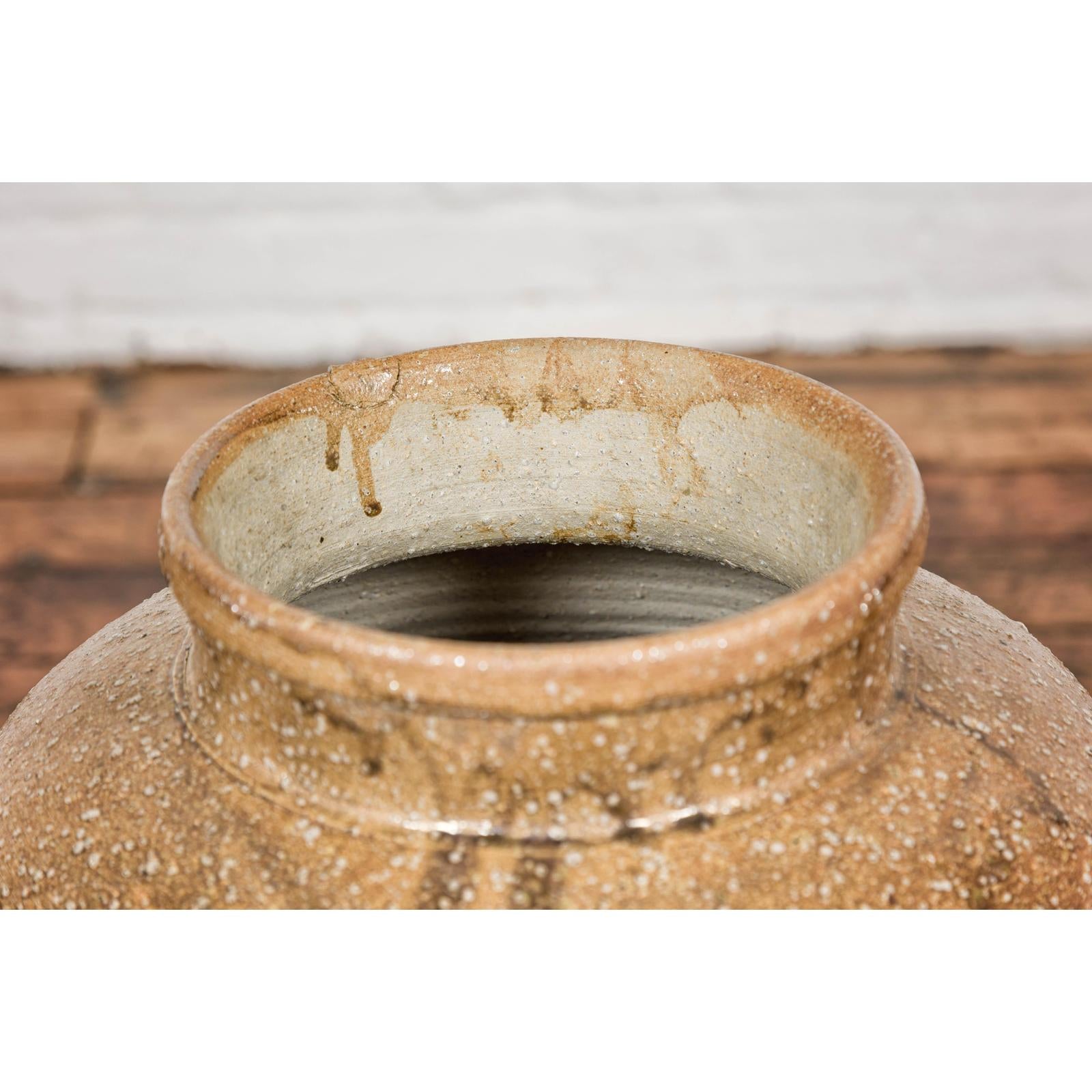 Taishō Period Sand Glaze Vase with Dripping Finish, circa 1900