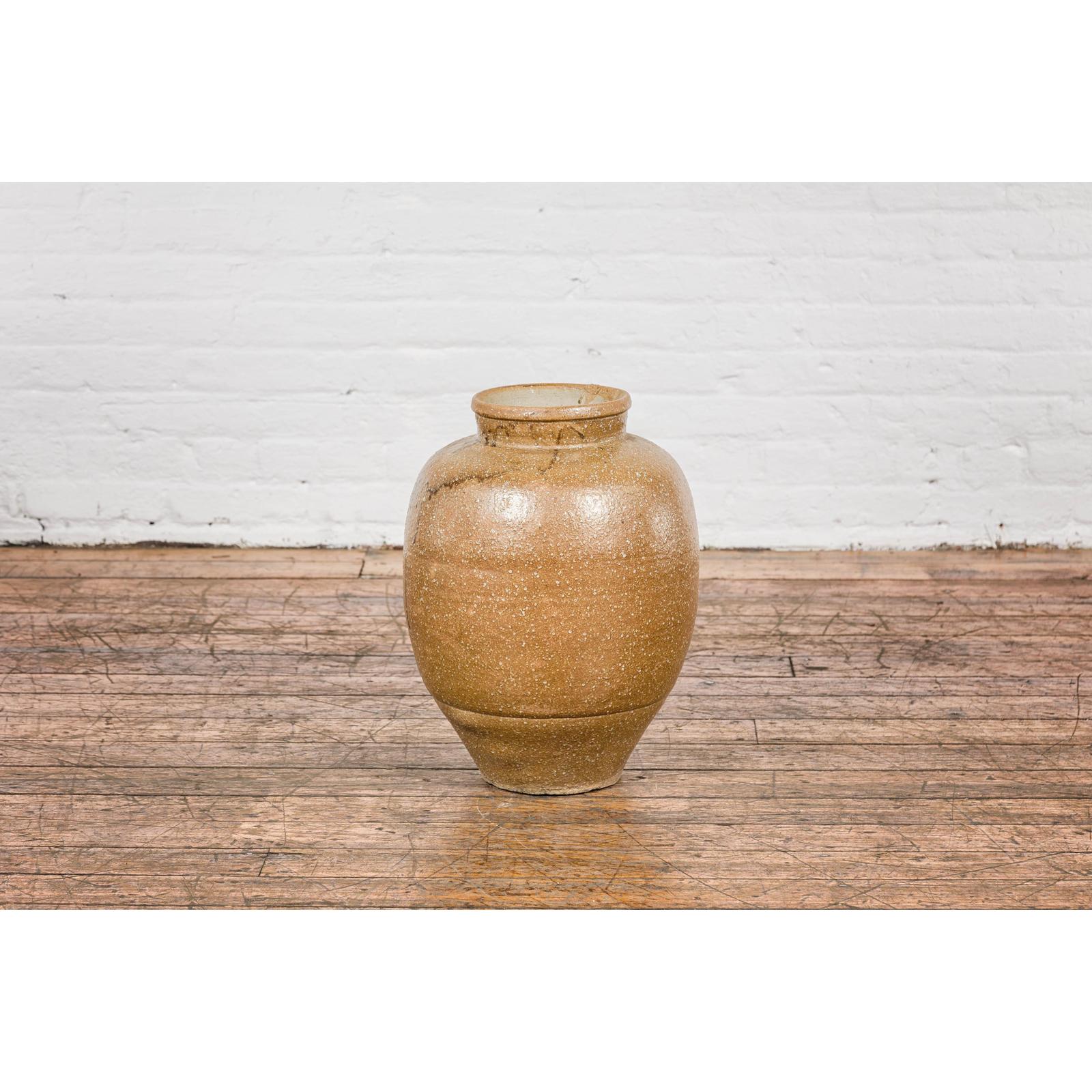 Taishō Period Sand Glaze Vase with Dripping Finish, circa 1900