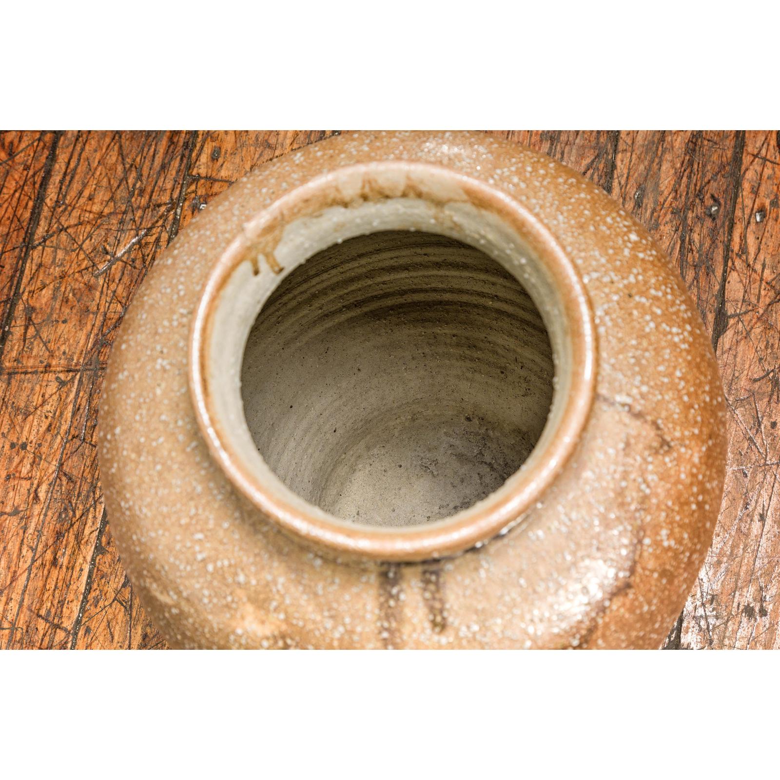 Taishō Period Sand Glaze Vase with Dripping Finish, circa 1900