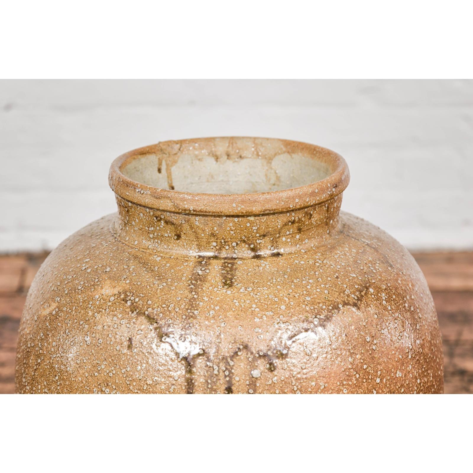 Taishō Period Sand Glaze Vase with Dripping Finish, circa 1900