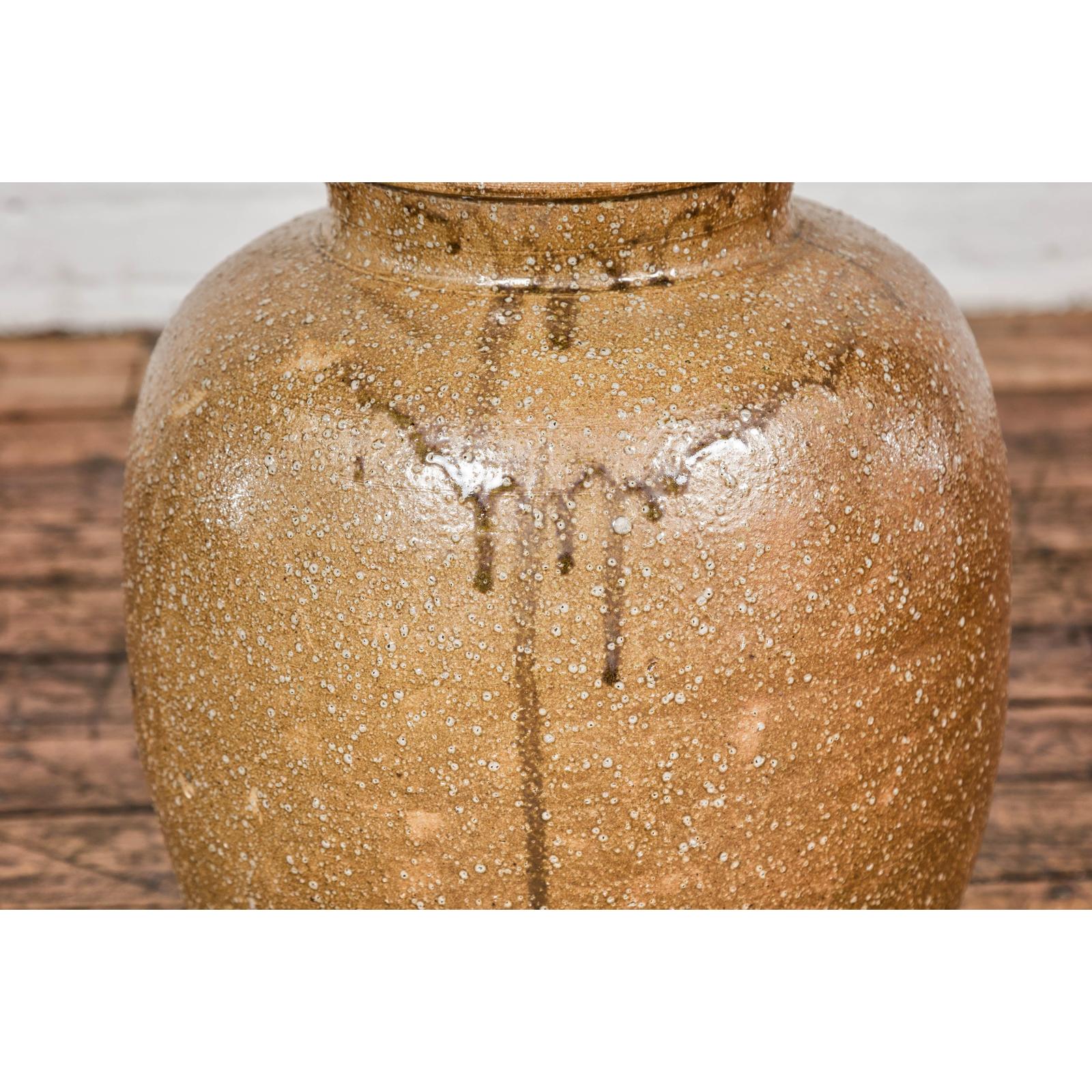 Taishō Period Sand Glaze Vase with Dripping Finish, circa 1900