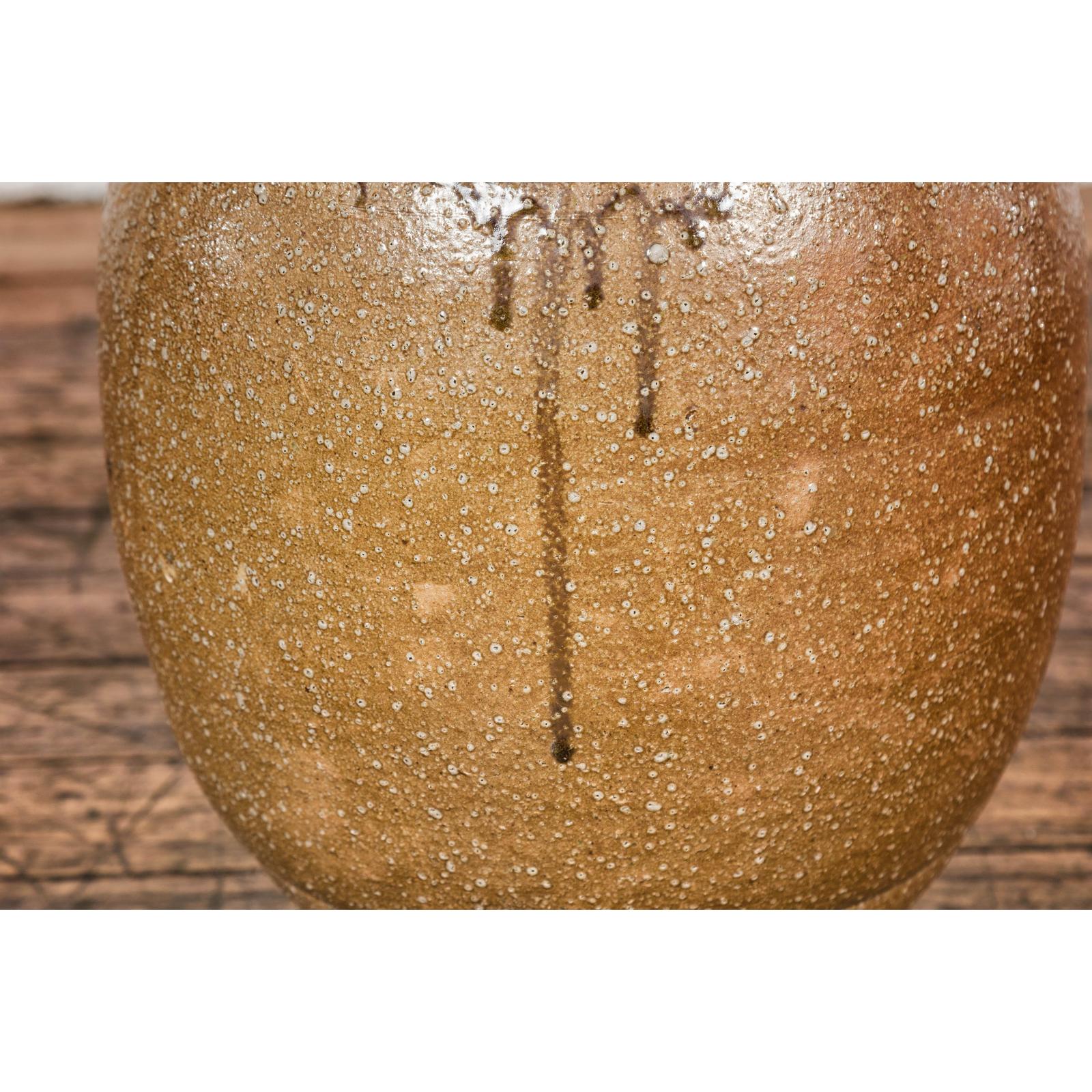 Taishō Period Sand Glaze Vase with Dripping Finish, circa 1900
