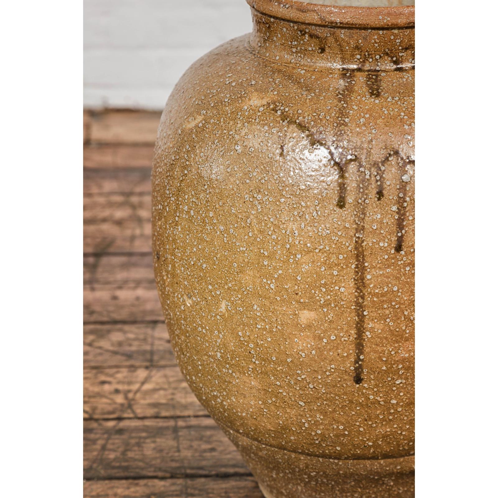 Taishō Period Sand Glaze Vase with Dripping Finish, circa 1900