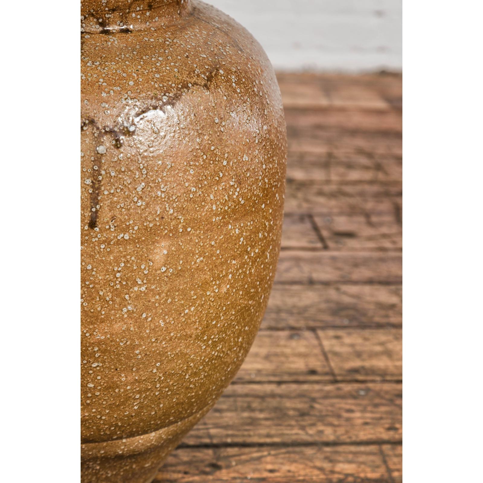 Taishō Period Sand Glaze Vase with Dripping Finish, circa 1900