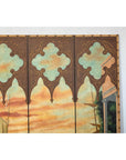 Vintage Venetian Scene Four-Panel Folding Screen with Nautical Motifs