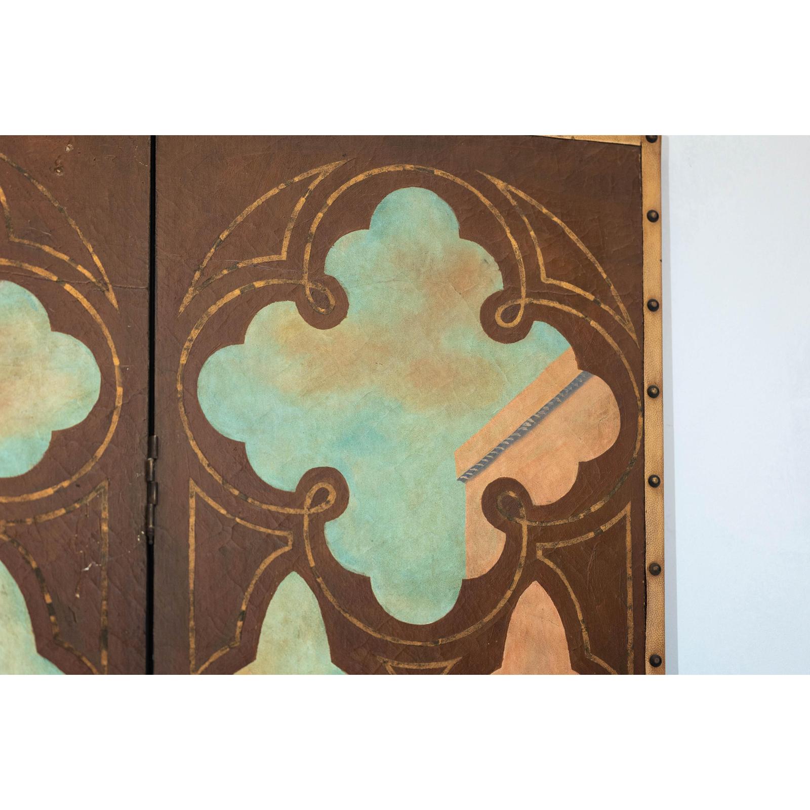 Vintage Venetian Scene Four-Panel Folding Screen with Nautical Motifs