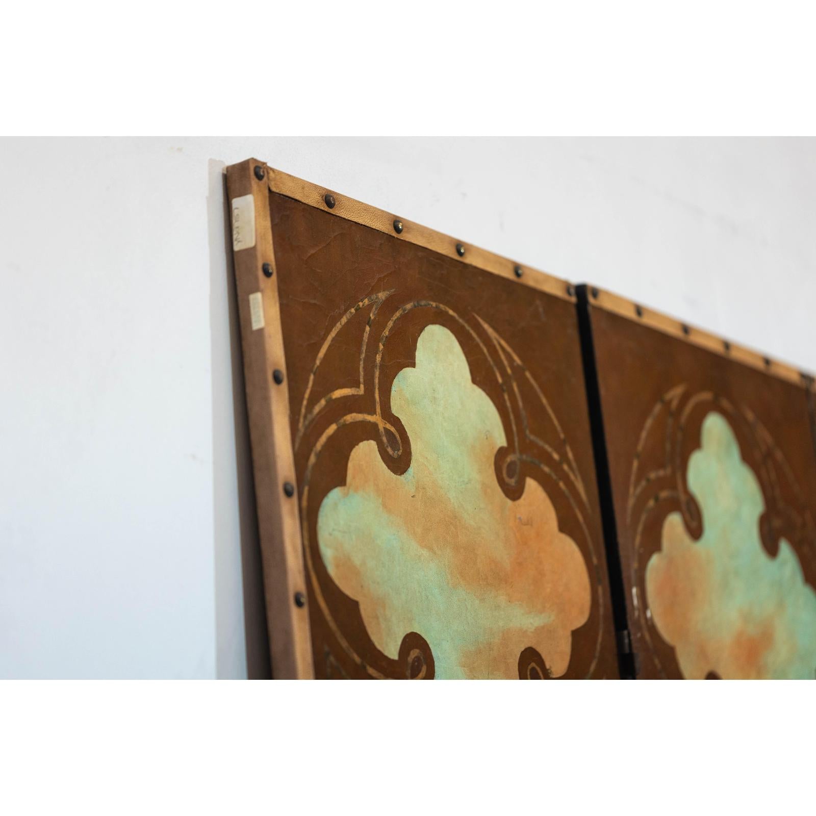 Vintage Venetian Scene Four-Panel Folding Screen with Nautical Motifs