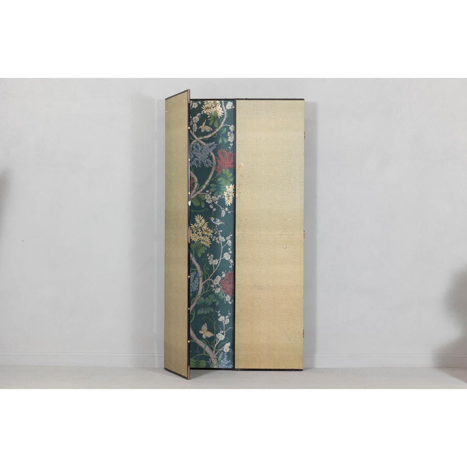 Botanical Hand-Painted Room Divider with Vibrant Flowers and Vines, Vintage-15. Asian &amp; Chinese Furniture, Art, Antiques, Vintage Home Décor for sale at FEA Home