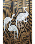 Vintage Coromandel Screen with White Cranes, Gold Accents, and Black Lacquer